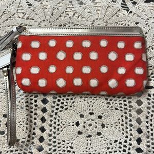 Coach Crazy Dot Double Zip Wallet in Desert Sky